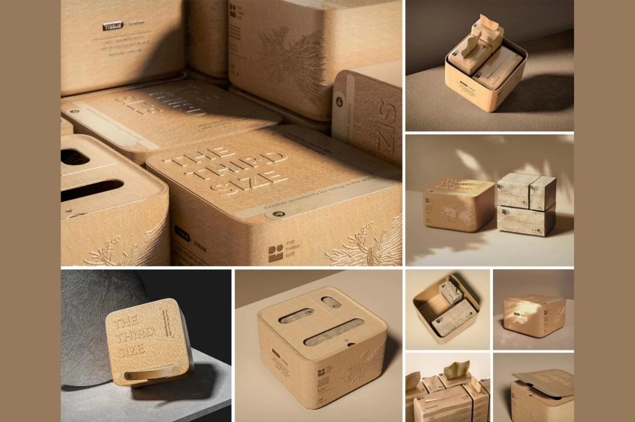 可持续的纸巾和盒子——稻草材料包装概念设计