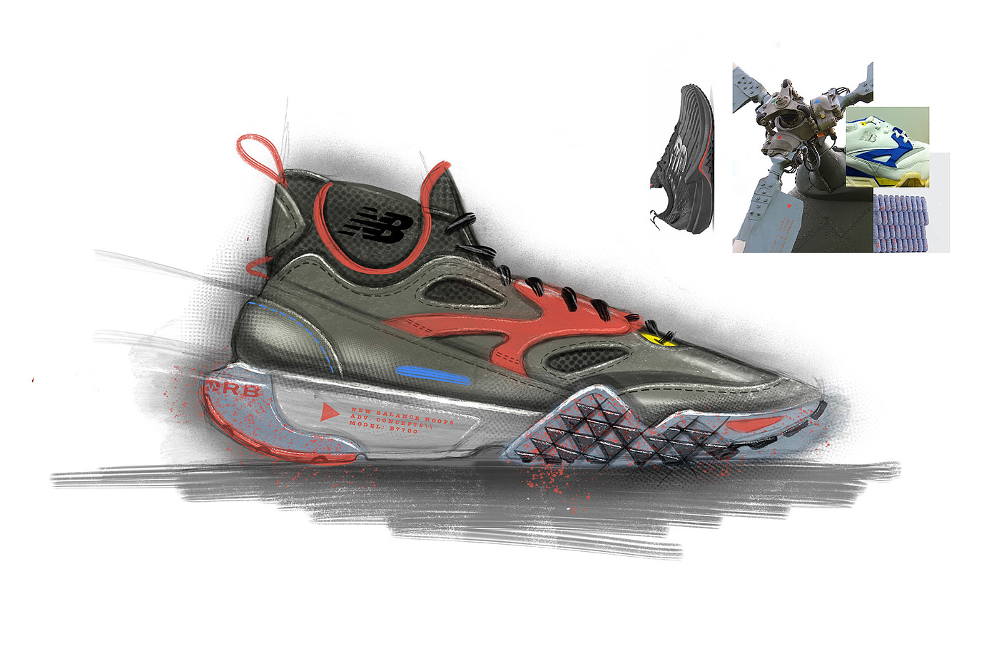 Trey Williams，Footwear Design Exercise，product design，Hand drawn，
