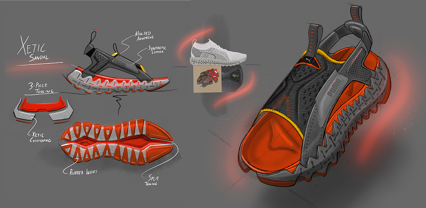 Trey Williams，Footwear Design Exercise，product design，Hand drawn，