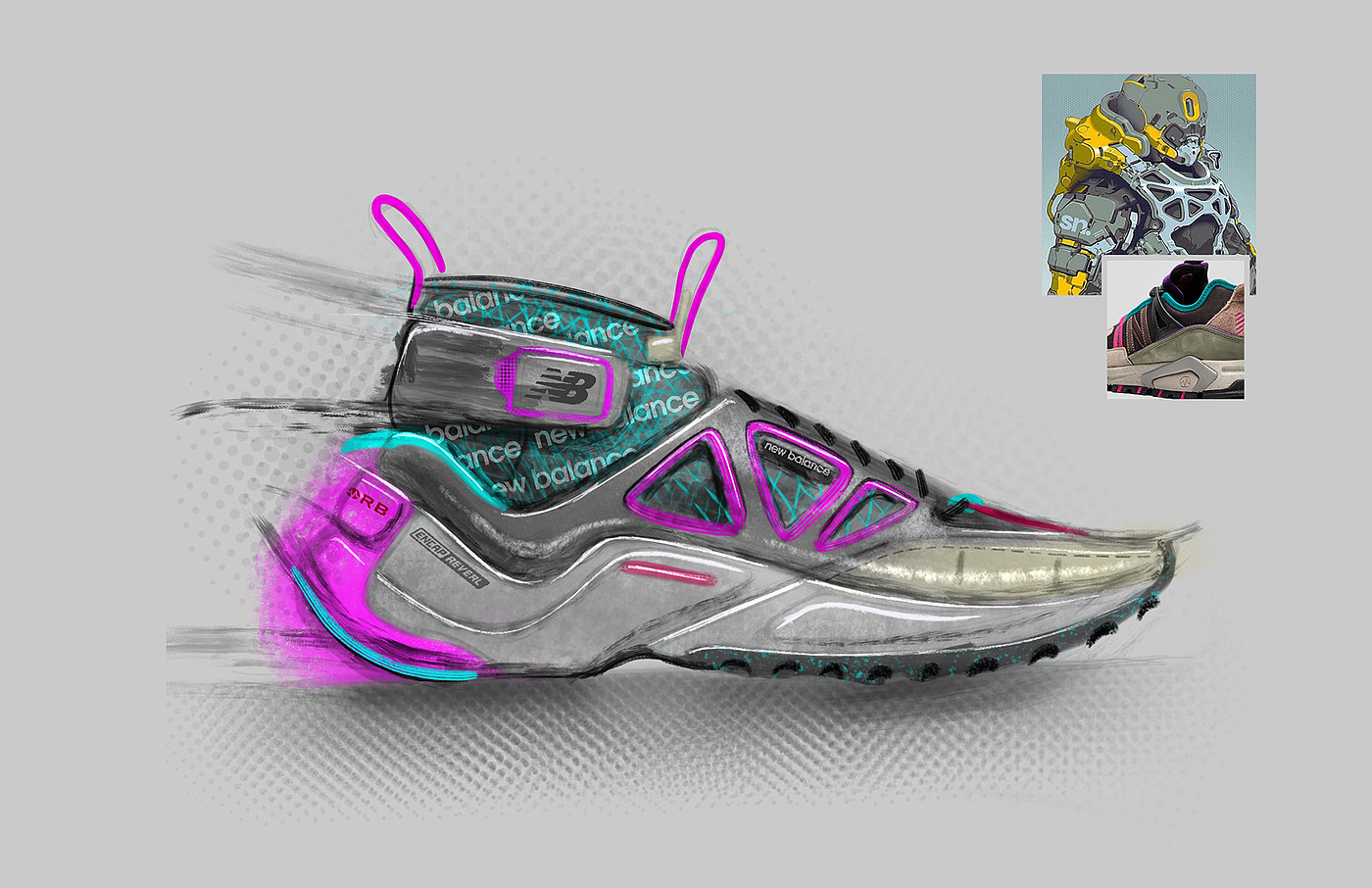 Trey Williams，Footwear Design Exercise，product design，Hand drawn，