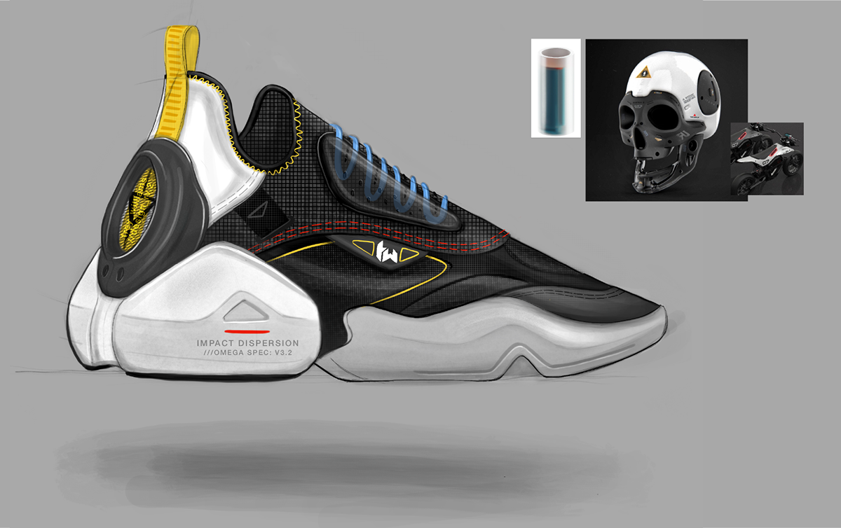 Trey Williams，Footwear Design Exercise，product design，Hand drawn，