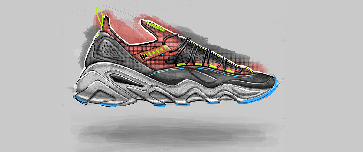Trey Williams，Footwear Design Exercise，product design，Hand drawn，