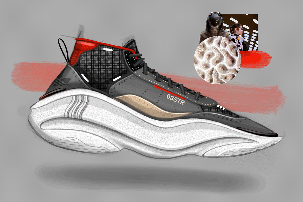 Trey Williams，Footwear Design Exercise，product design，Hand drawn，