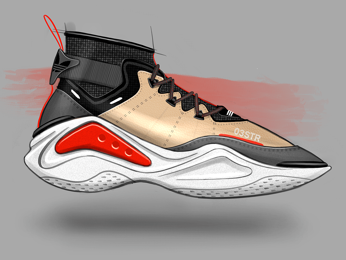 Trey Williams，Footwear Design Exercise，product design，Hand drawn，