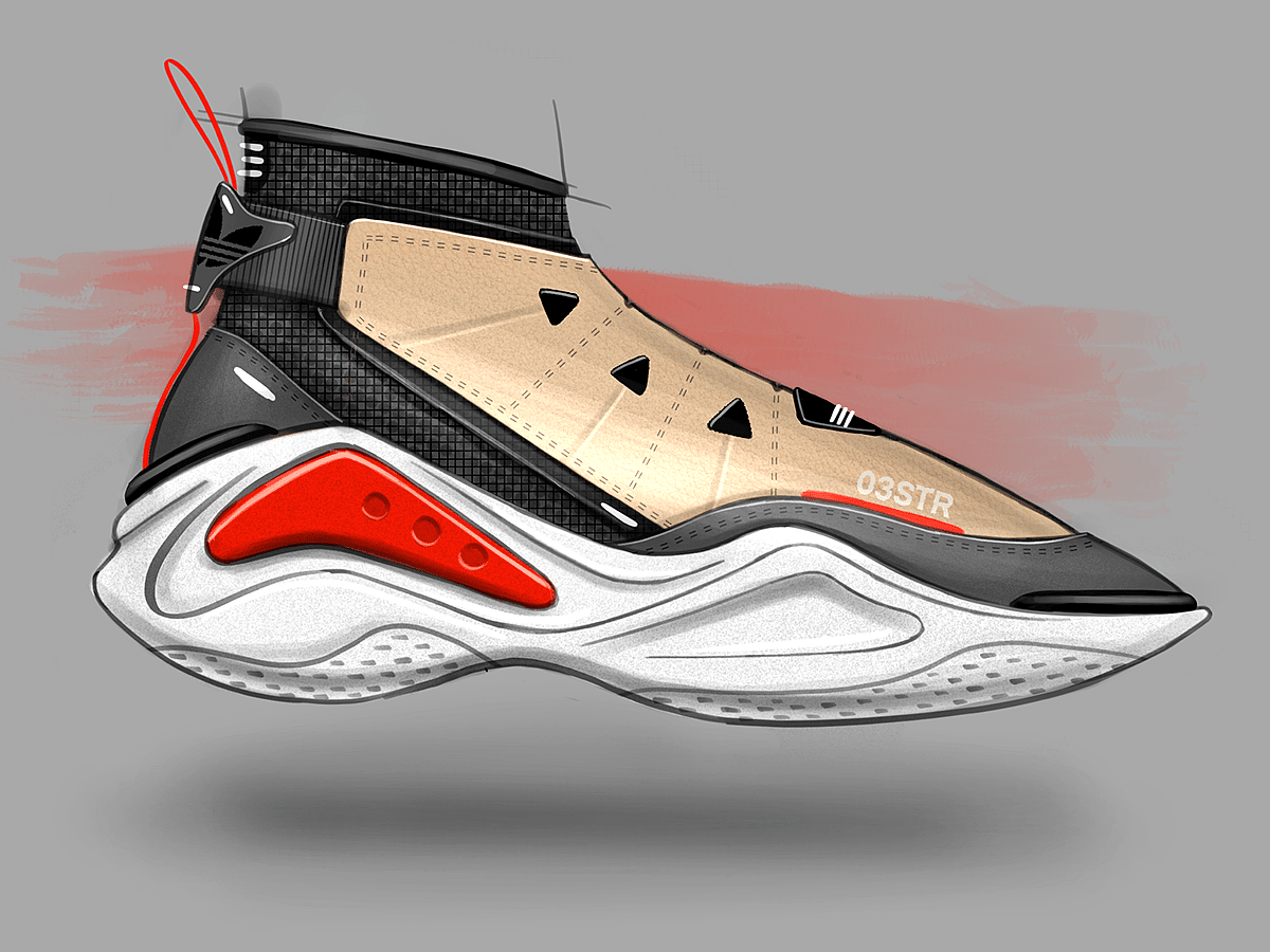 Trey Williams，Footwear Design Exercise，product design，Hand drawn，