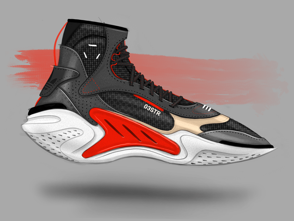 Trey Williams，Footwear Design Exercise，product design，Hand drawn，