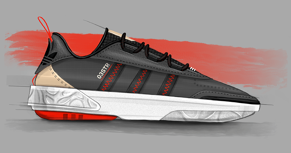 Trey Williams，Footwear Design Exercise，product design，Hand drawn，