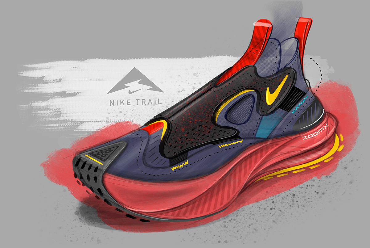 Trey Williams，Footwear Design Exercise，product design，Hand drawn，