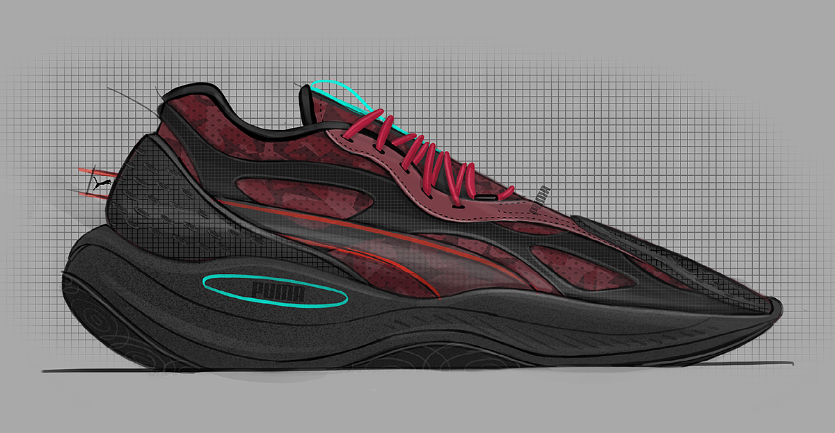Trey Williams，Footwear Design Exercise，product design，Hand drawn，