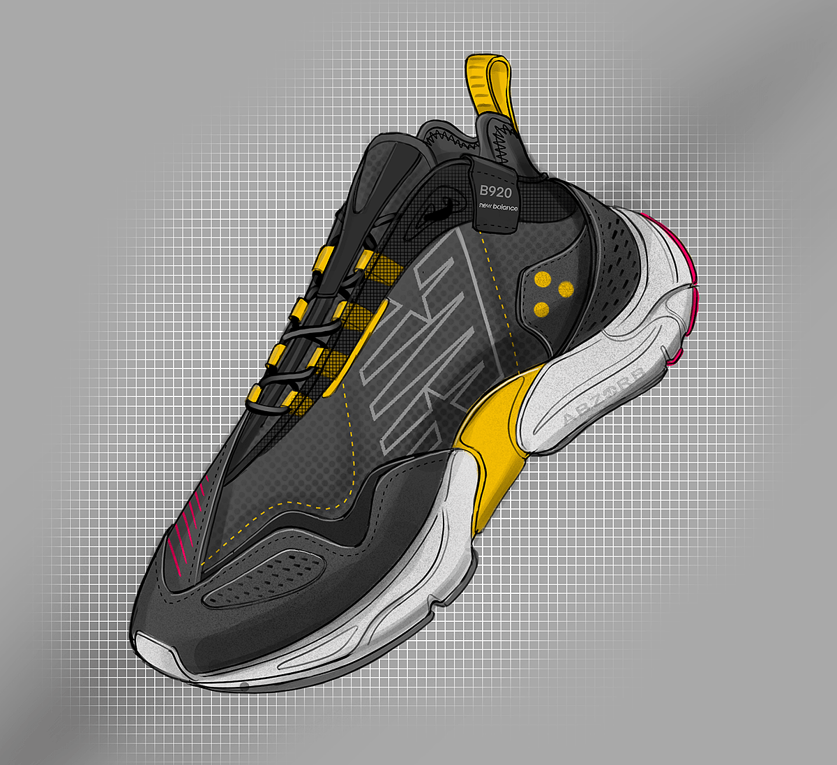 Trey Williams，Footwear Design Exercise，product design，Hand drawn，
