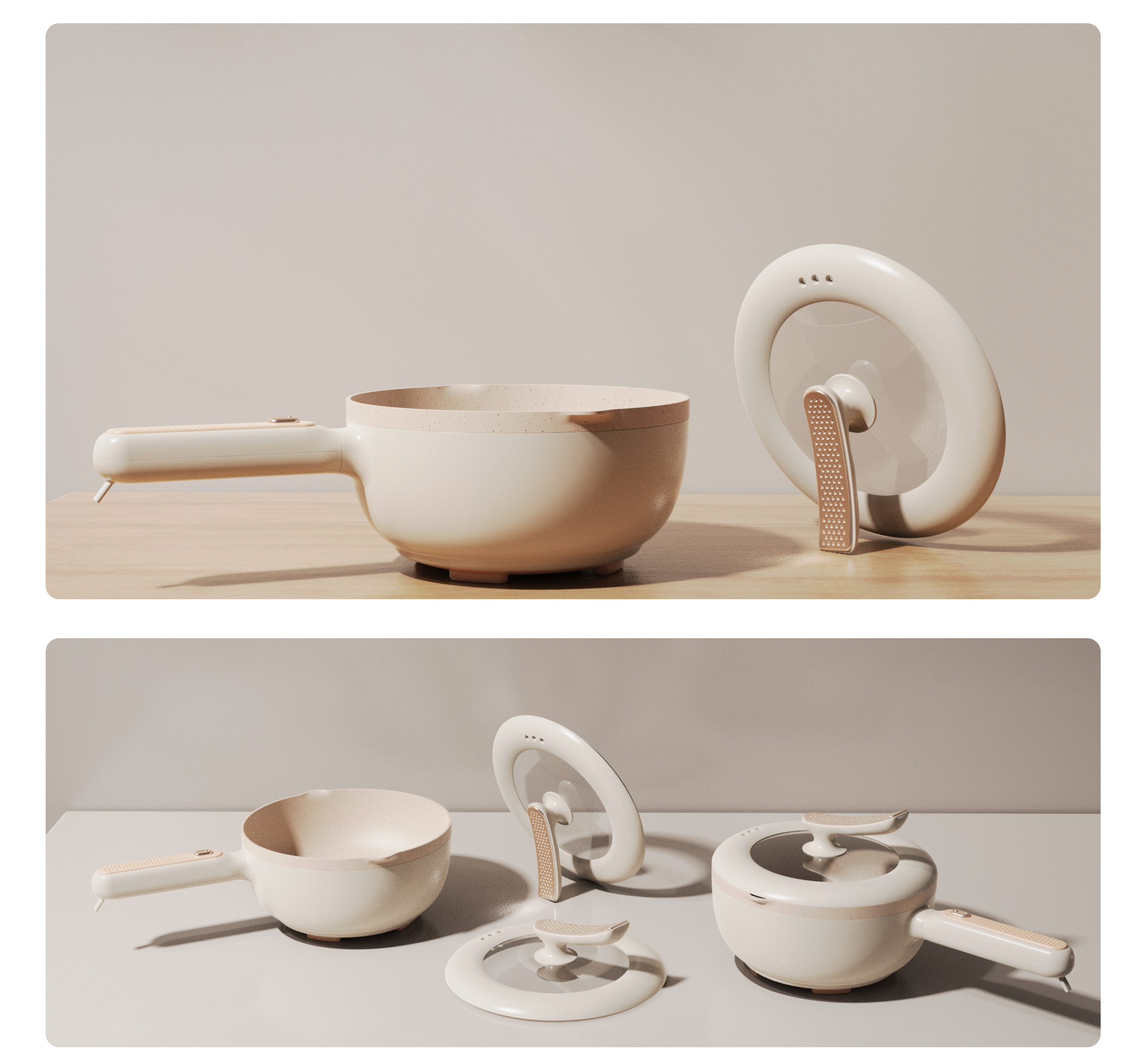 产品设计,产品渲染,电煮锅设计,可爱,优雅,轻奢,小家电,厨电产品