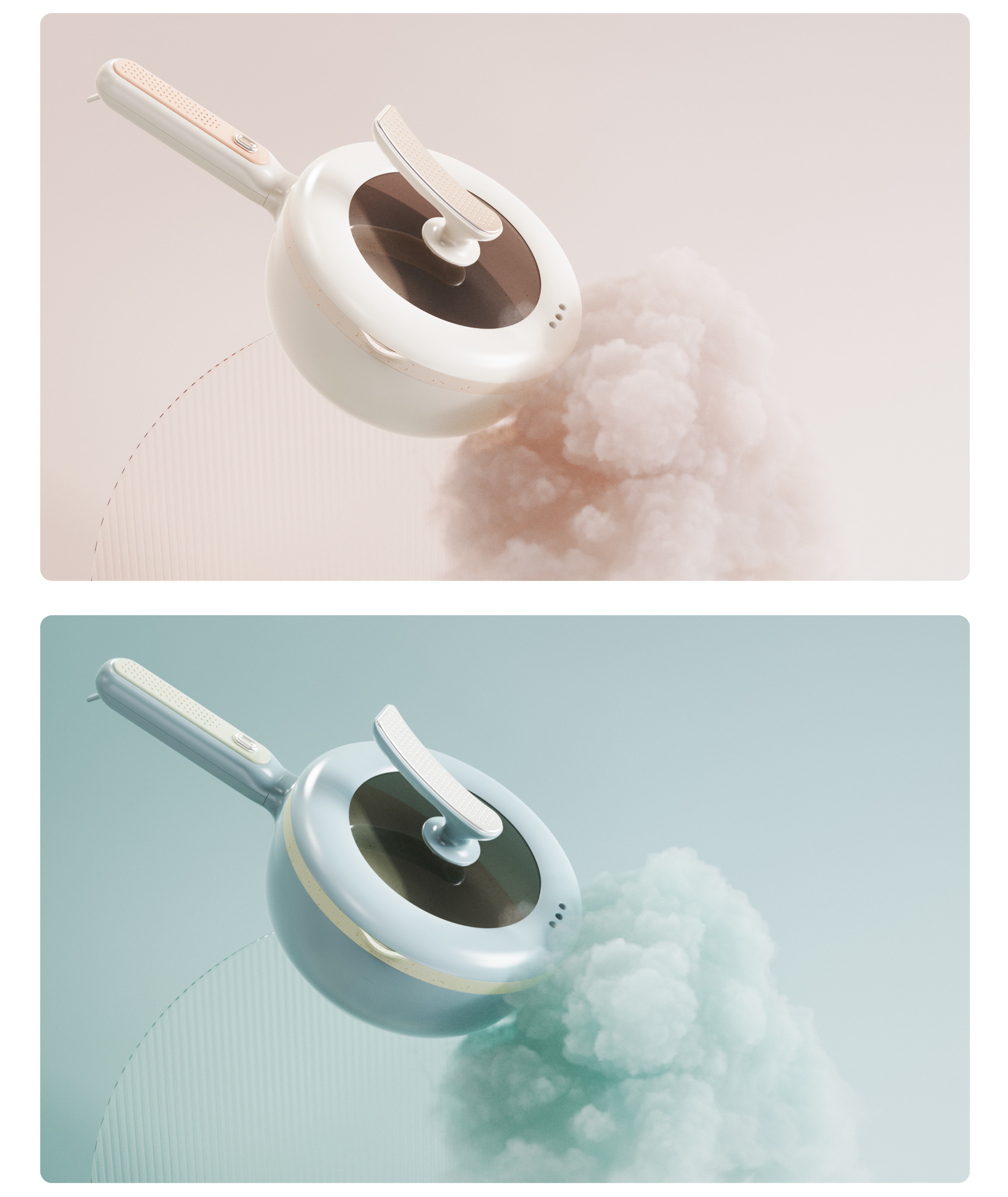 product design，Product rendering，Design of Electric Cooking Pot，lovely，grace，Light luxury，small home appliances，Kitchen electric products，