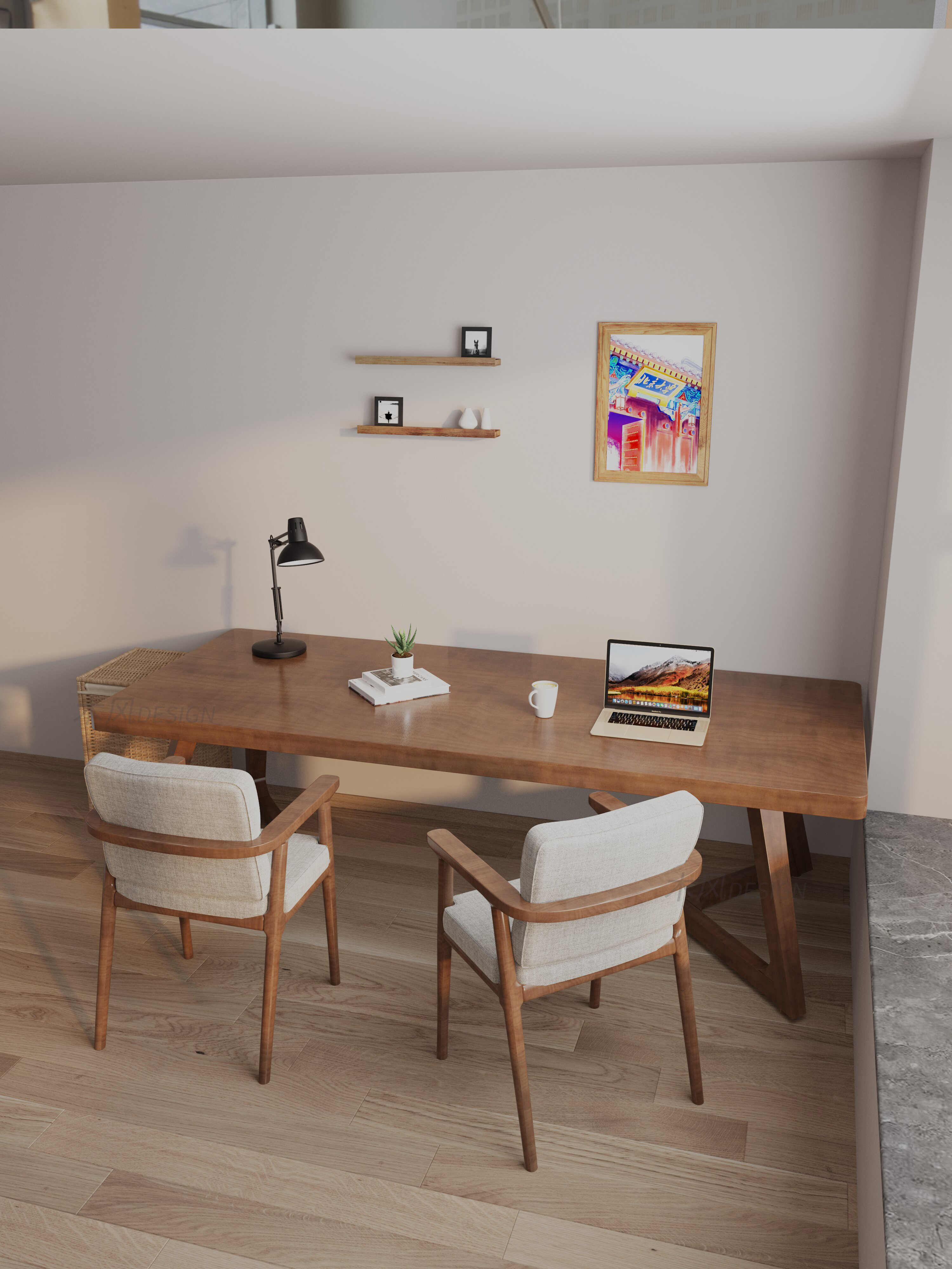 furniture，Desk and chair，design sketch，3d，vray，online retailers，