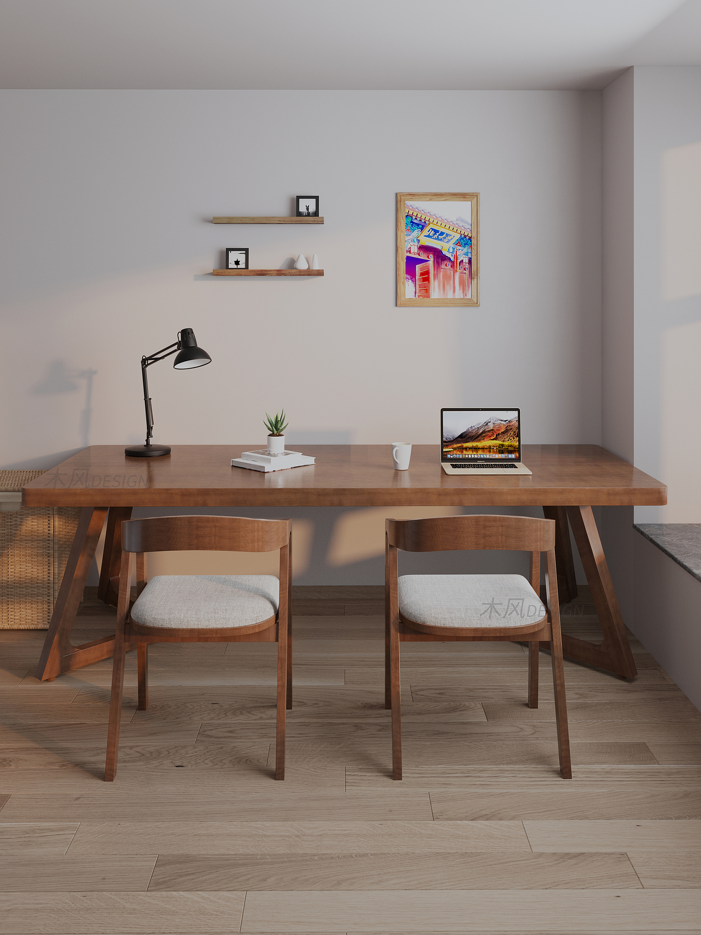家具，书桌椅，效果图，3d，vray，电商，