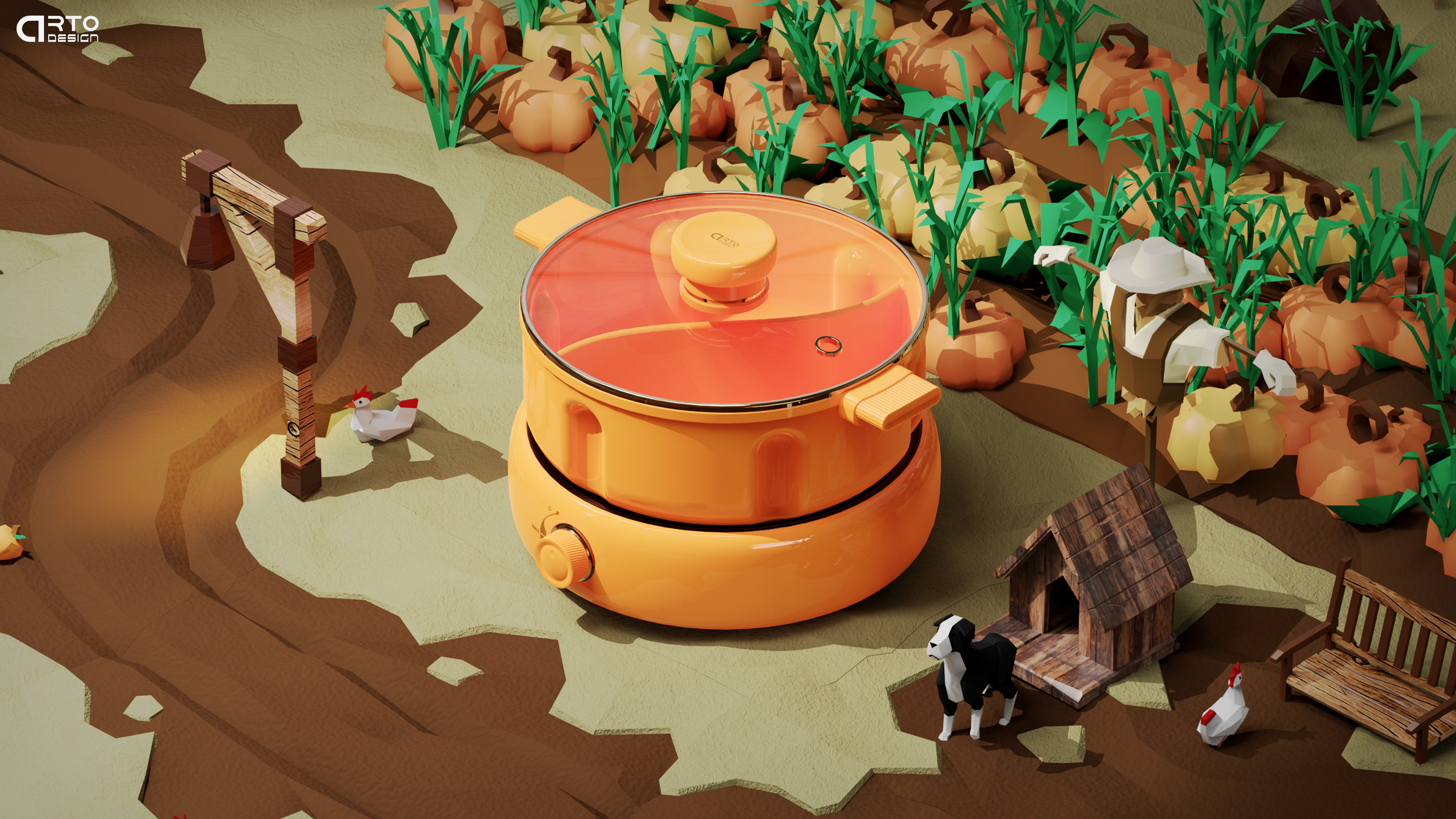 One person food，Electric Hot pot，small home appliances，Pumpkin，product design，Brand strategy，