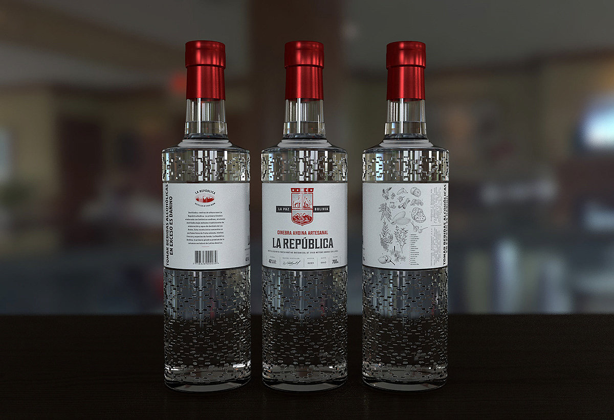 Baijiu，Appearance design，GIN LA REPÚBLICA，Wine bottle packaging，