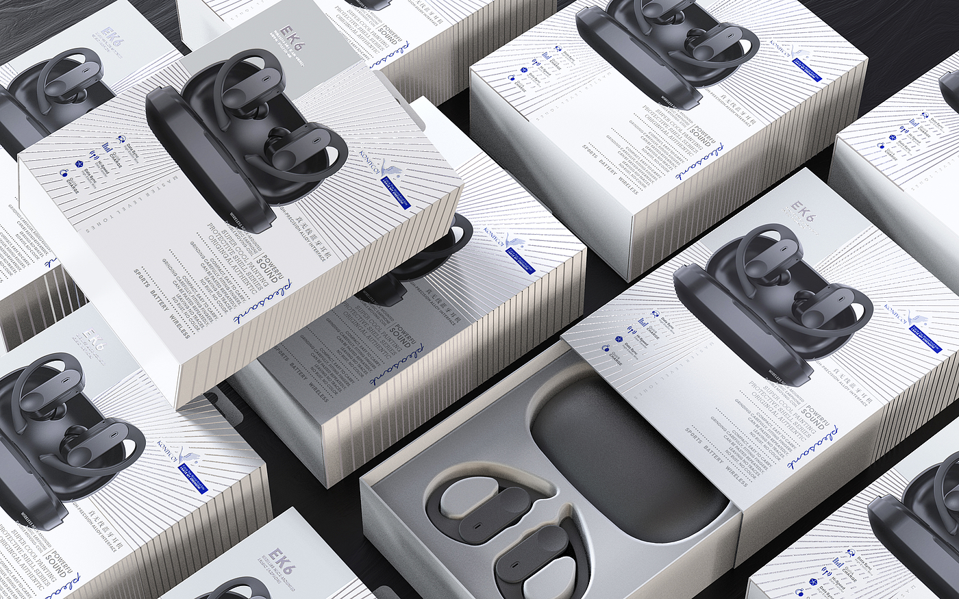 Wireless Bluetooth，Bluetooth headset，3C digital，packing design，Brand design，Digital packaging，Mobile Accessories，Accessories packaging，