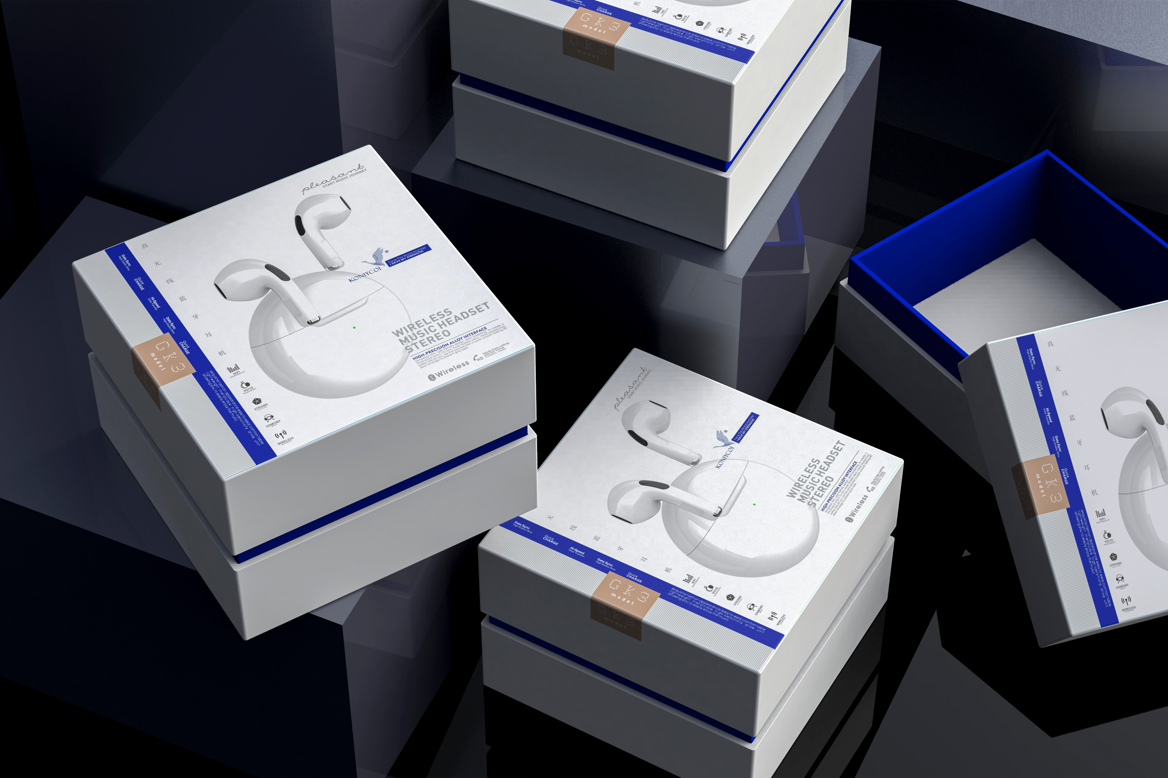 Wireless Bluetooth，Bluetooth headset，3C digital，packing design，Brand design，Digital packaging，Mobile Accessories，Accessories packaging，