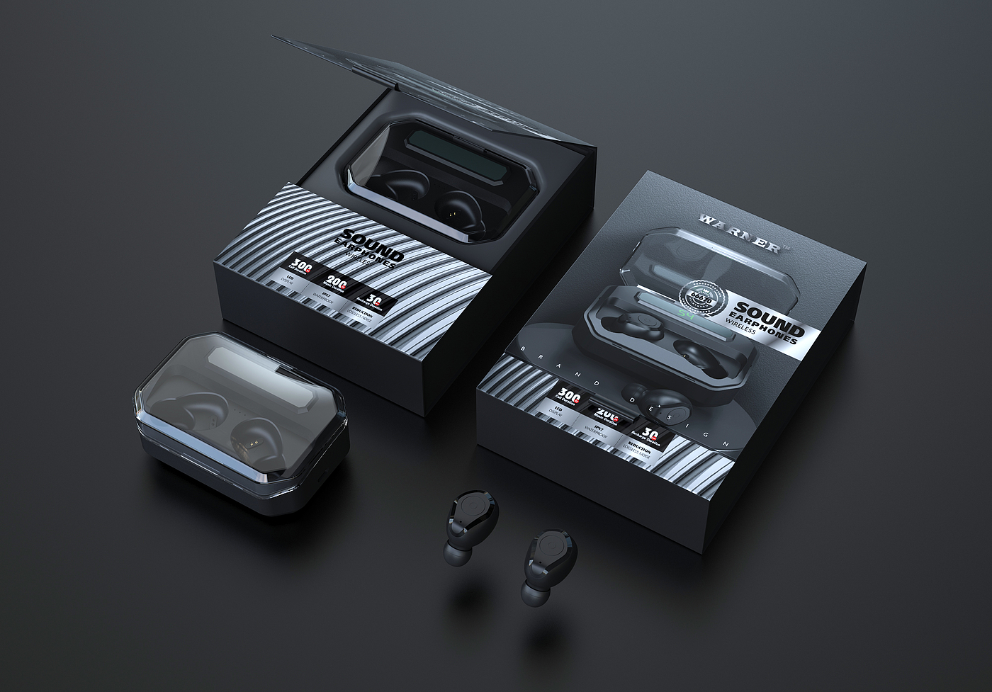Wireless Bluetooth，Bluetooth headset，3C digital，packing design，Brand design，Digital packaging，Mobile Accessories，Accessories packaging，