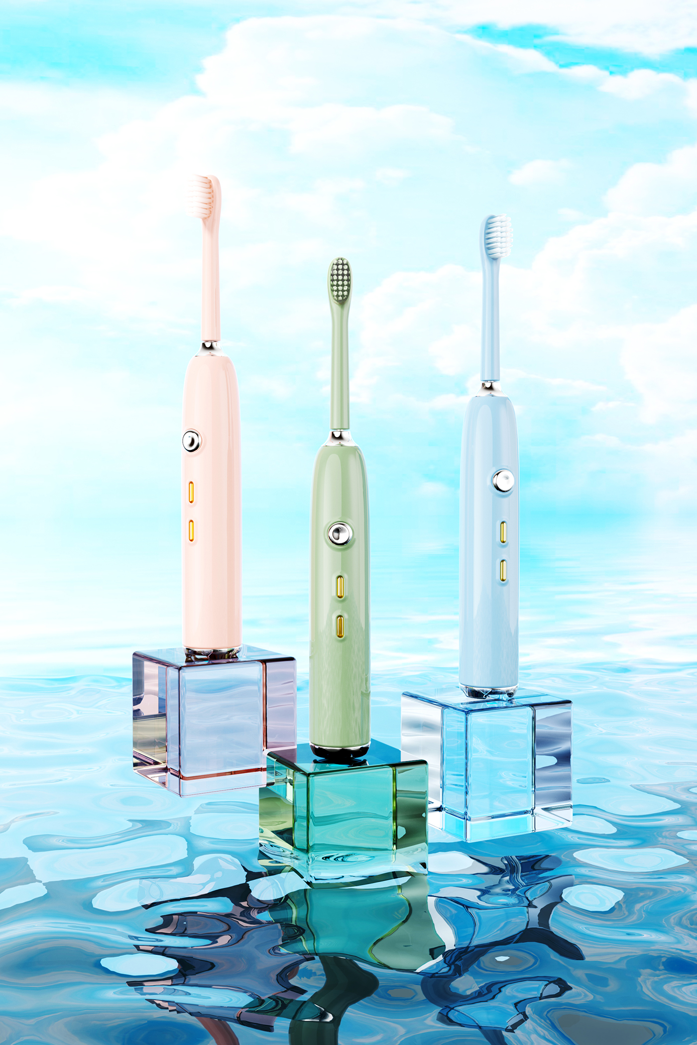 Electric toothbrush，Retro，Gehu，fashion，trend，young，Detail page design，3D visual design，