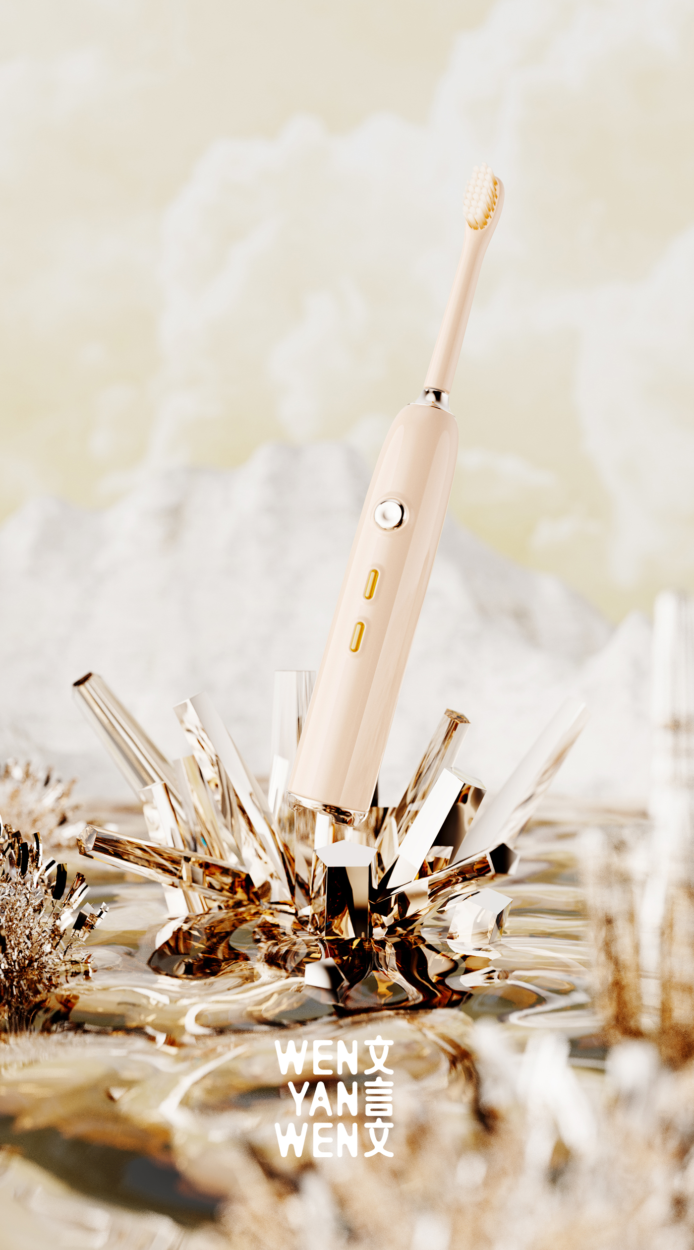 Electric toothbrush，Retro，Gehu，fashion，trend，young，Detail page design，3D visual design，