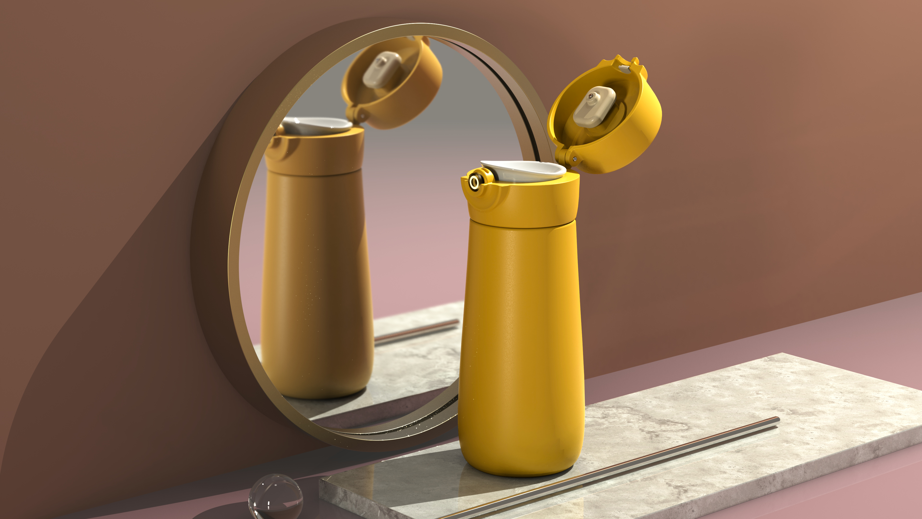 vacuum cup，Women's mug，Functional products，keyshot，