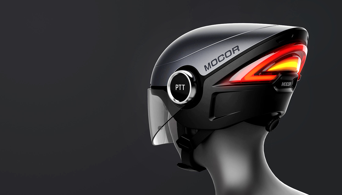 Intelligent riding helmet-humpback whale industrial design，