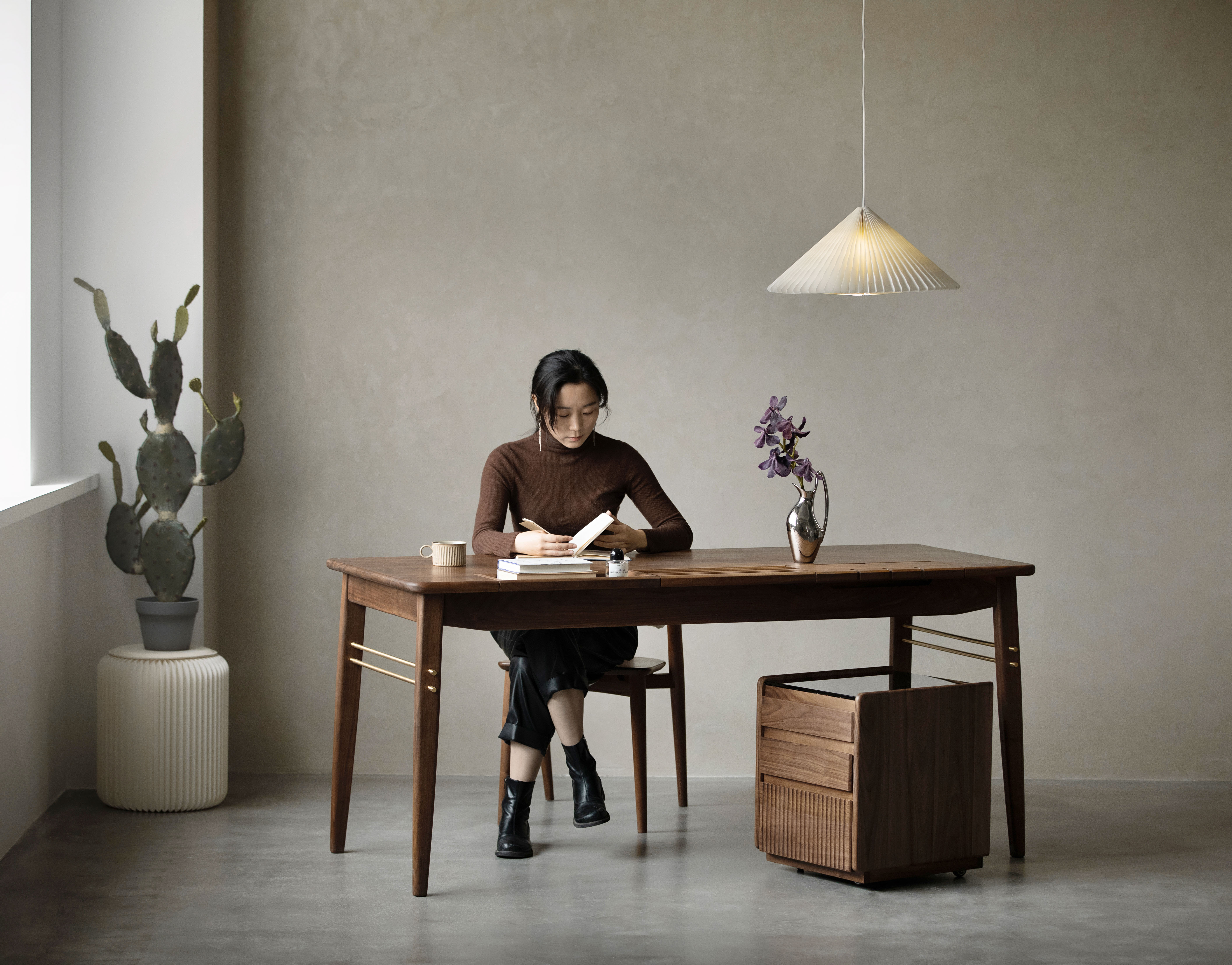 desk，Black walnut，Study decoration，