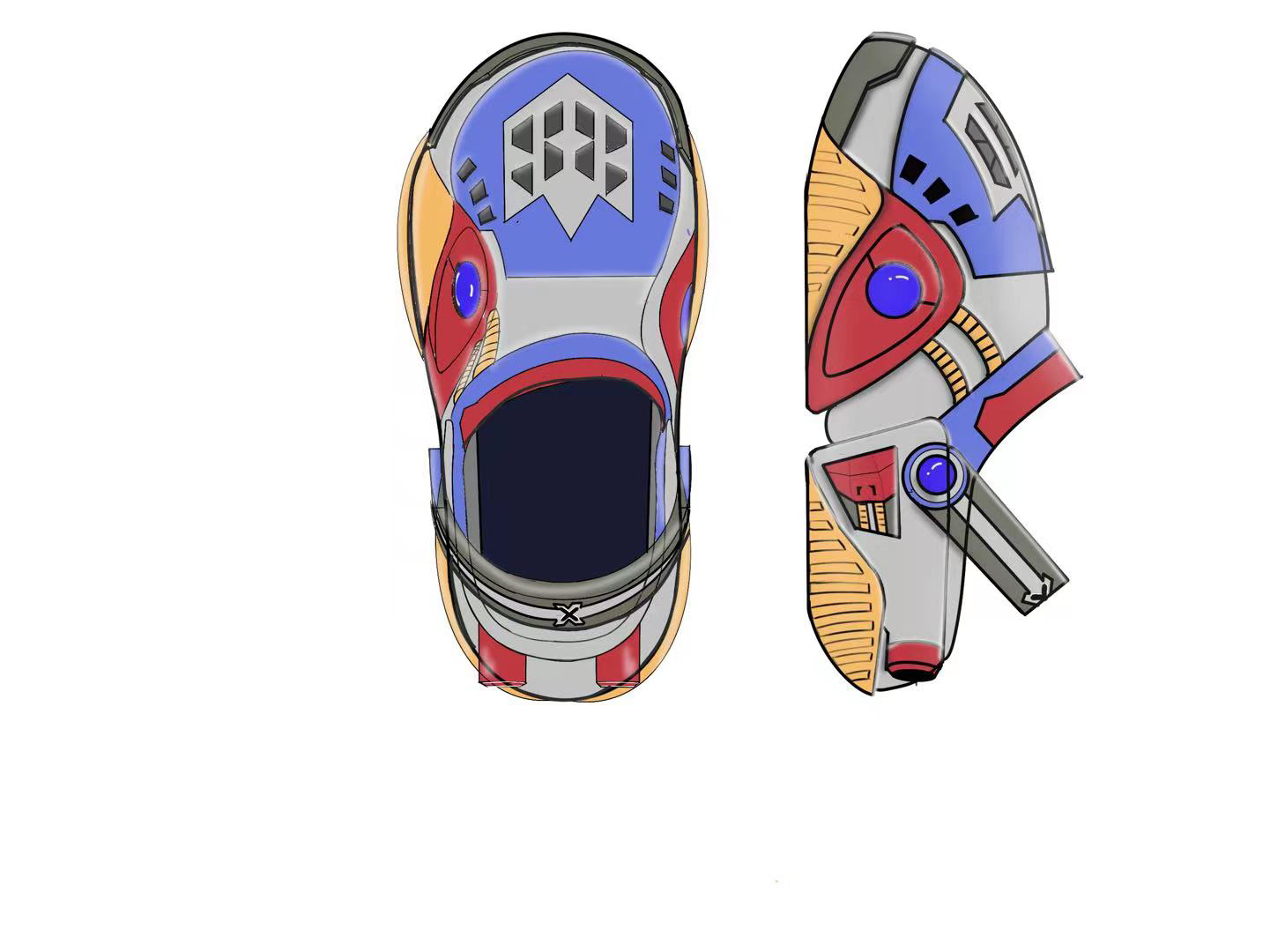 Procreate，Hand drawn industrial design，industrial design，slipper，sneakers，