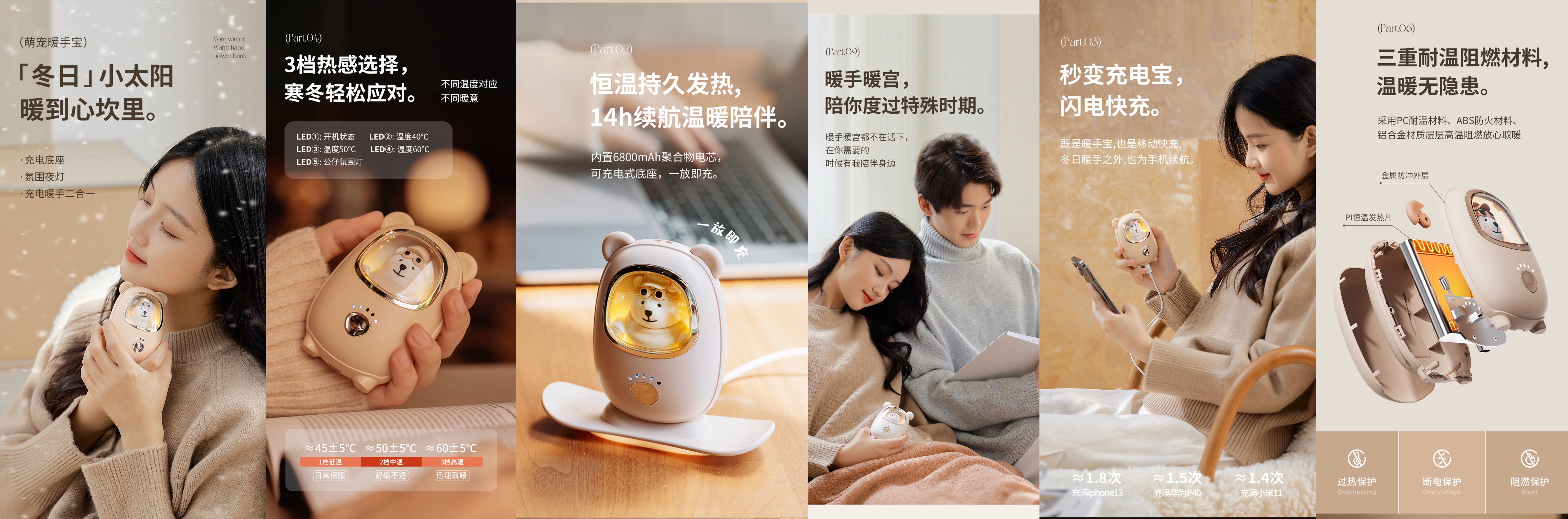 Hand warmer，portable battery，Cartoon，Doll，doll，Little bear，Polar bear，Little pig，