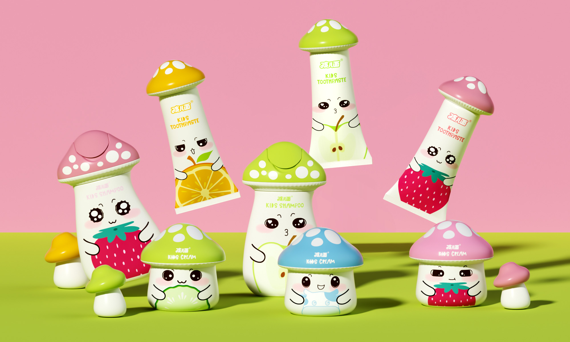 Children's skin care，Skin care packaging，Cartoon packaging，Cartoon design，Design of toiletries，Children design，Mushroom，pentawards，