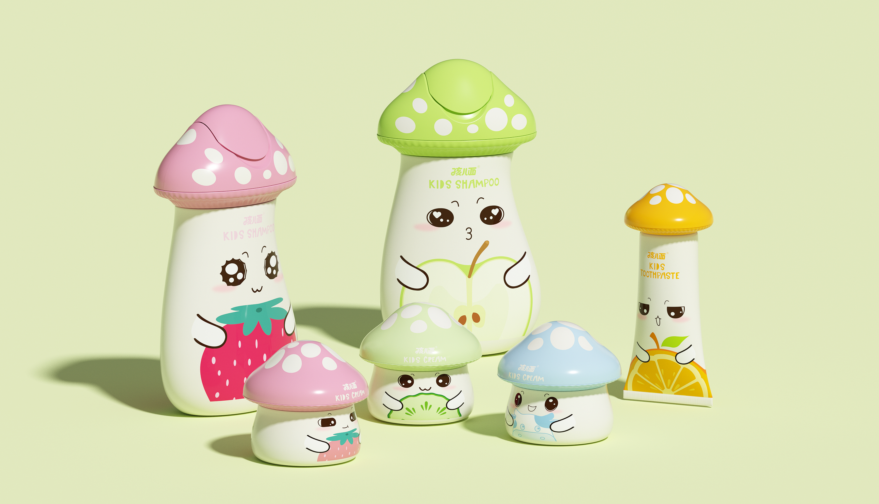 Children's skin care，Skin care packaging，Cartoon packaging，Cartoon design，Design of toiletries，Children design，Mushroom，pentawards，