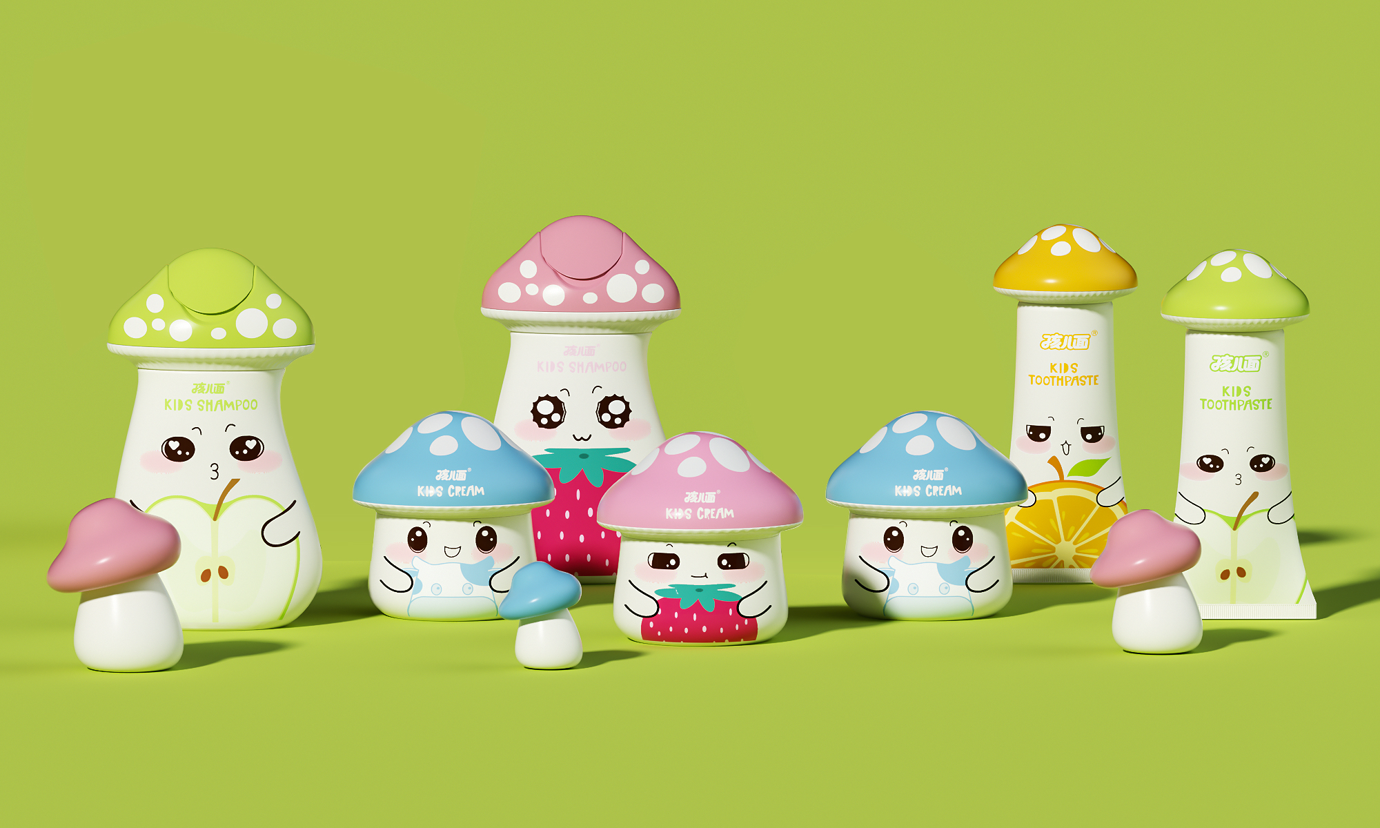 Children's skin care，Skin care packaging，Cartoon packaging，Cartoon design，Design of toiletries，Children design，Mushroom，pentawards，