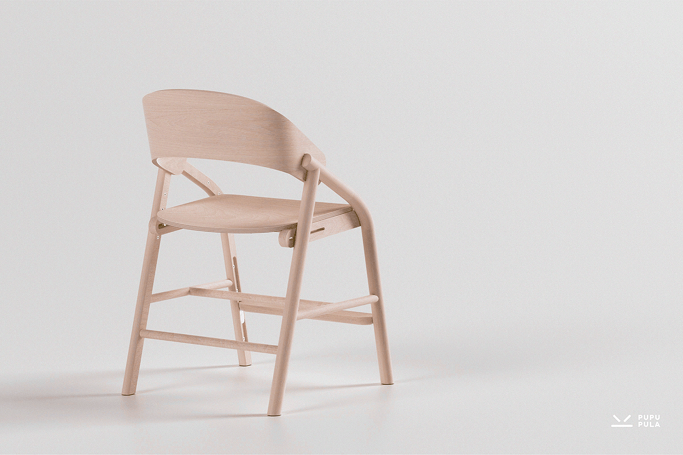 High chair，Children's section，Wooden chair，grace，fluent，