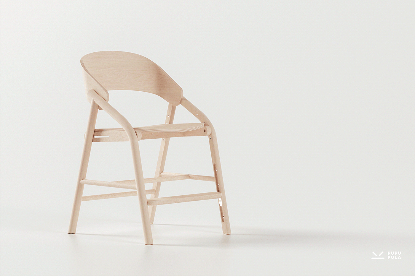 High chair，Children's section，Wooden chair，grace，fluent，