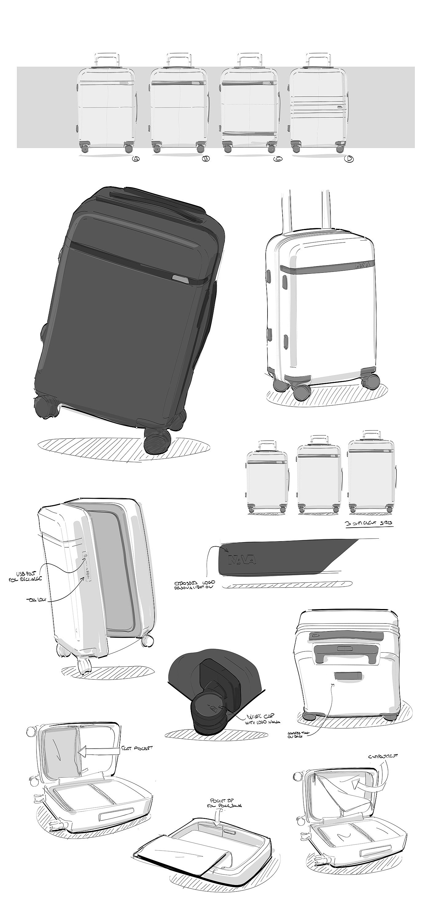 travel，trunk，industrial design，product design，concept，TSA，usb，