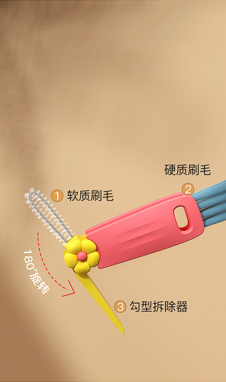 Cup lid brush，clean，brush，multi-function，