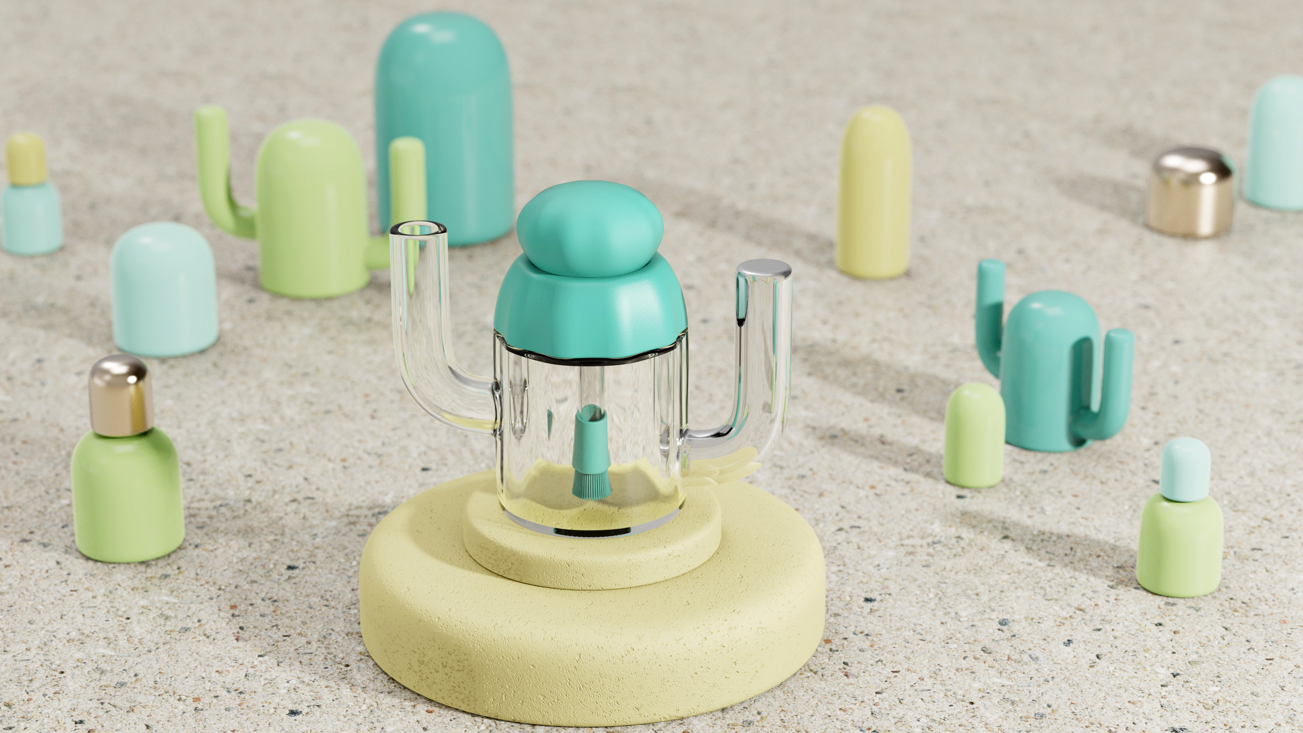 Oil pot，Cactus oil jug design，Kitchen storage，Bionics Design ，Innovative design，Original design，Cultural and creative design，