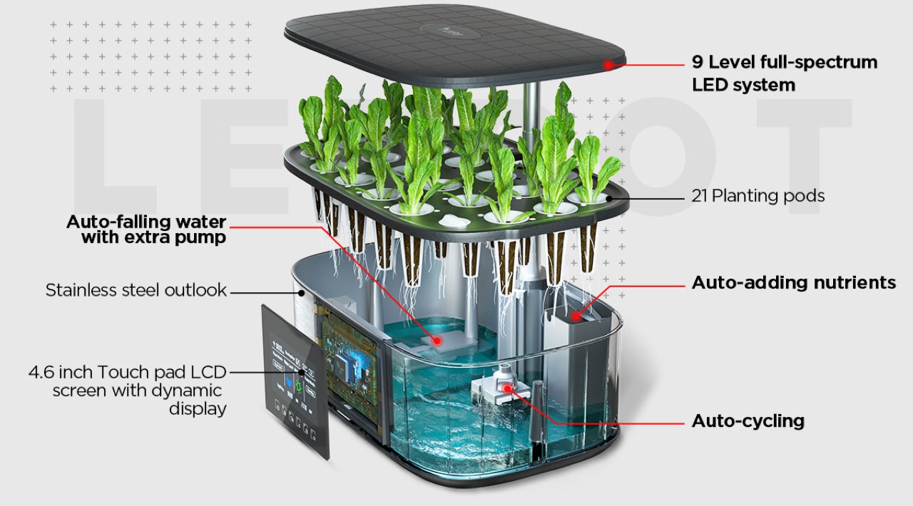Hydroponic culture，Automatic circulation pump，Solar LED，fully automatic，