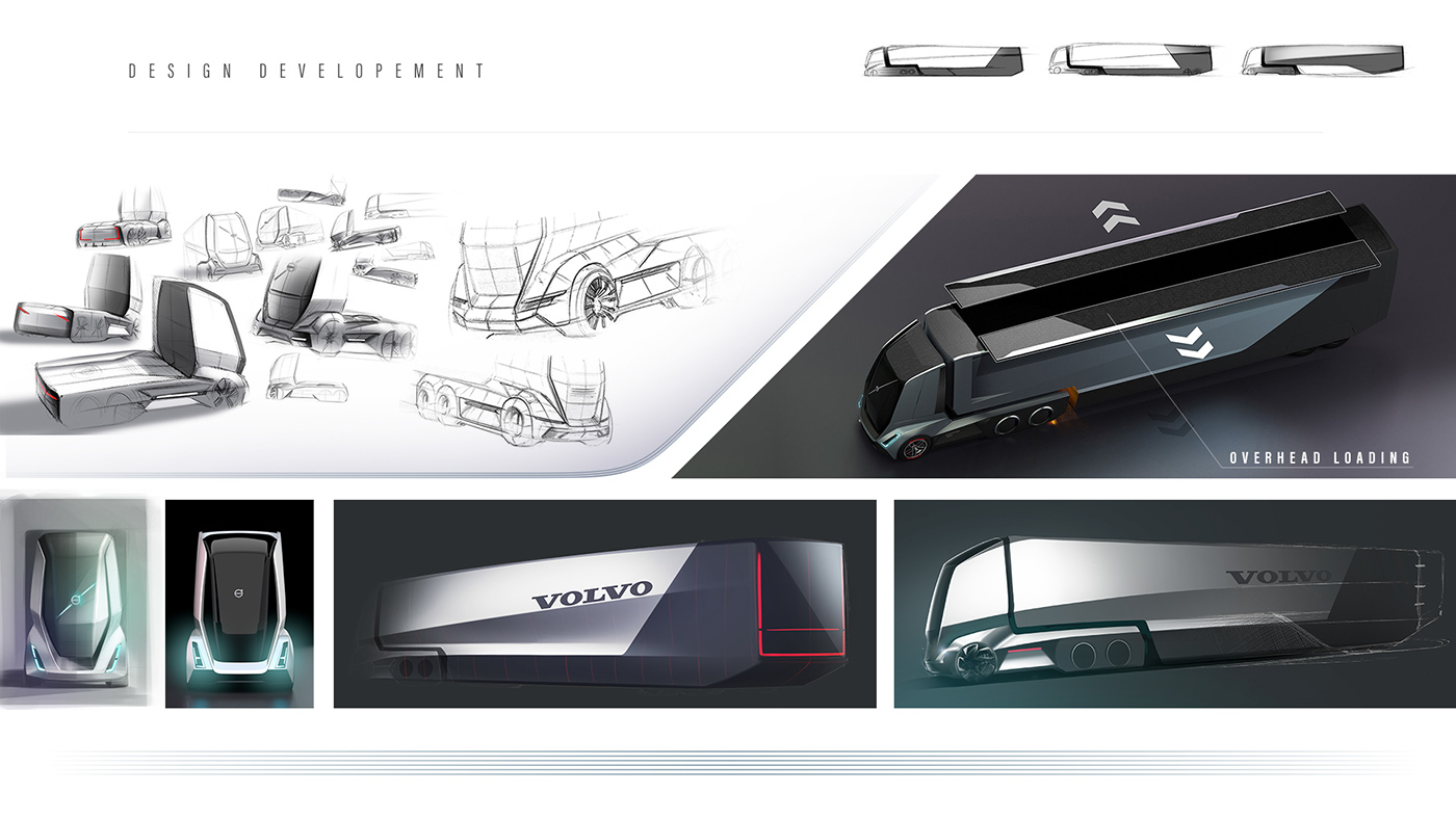 Volvo，Concept truck，industrial design，sketch，