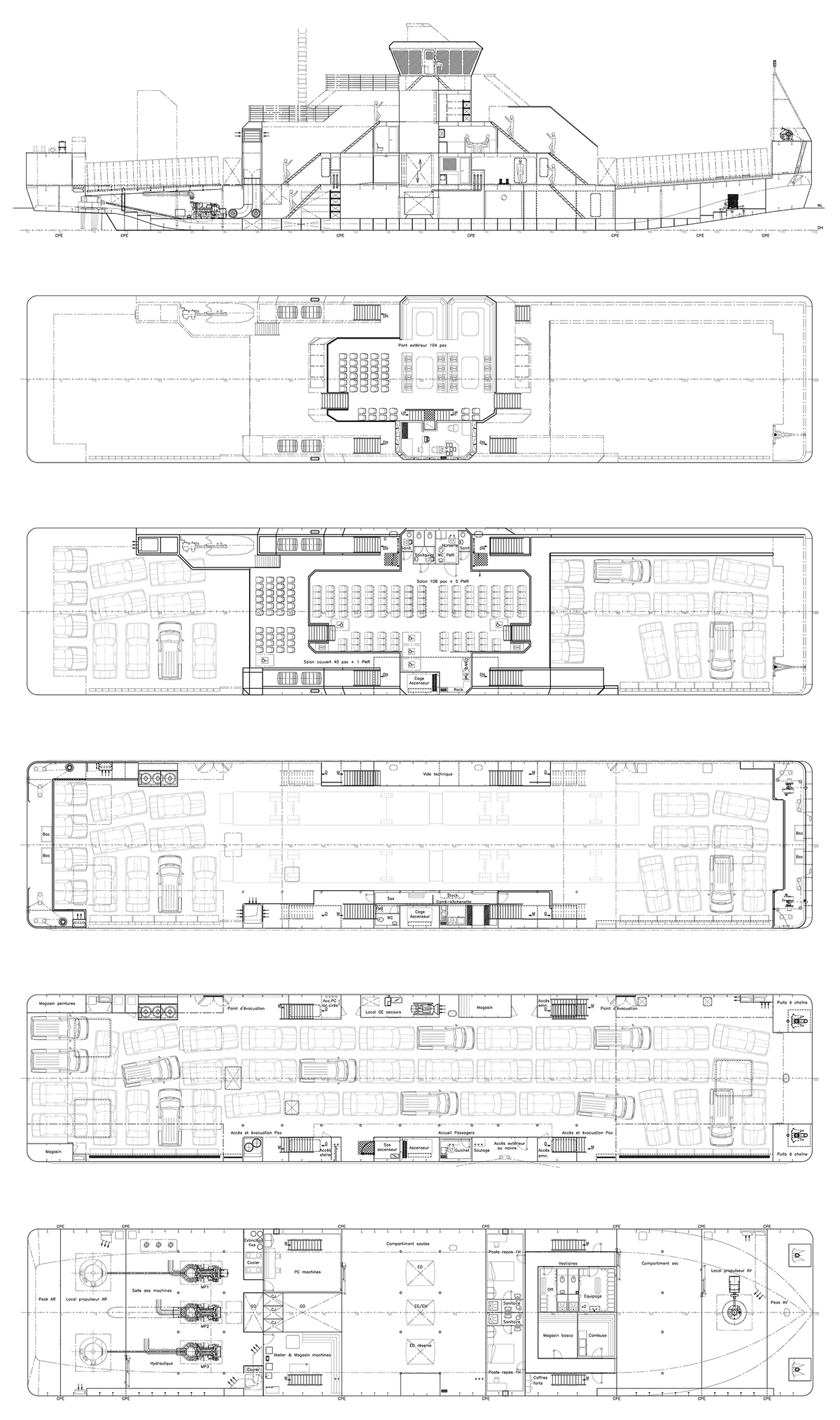 Ferry design，industrial design，CAD drawing，Concept yacht，