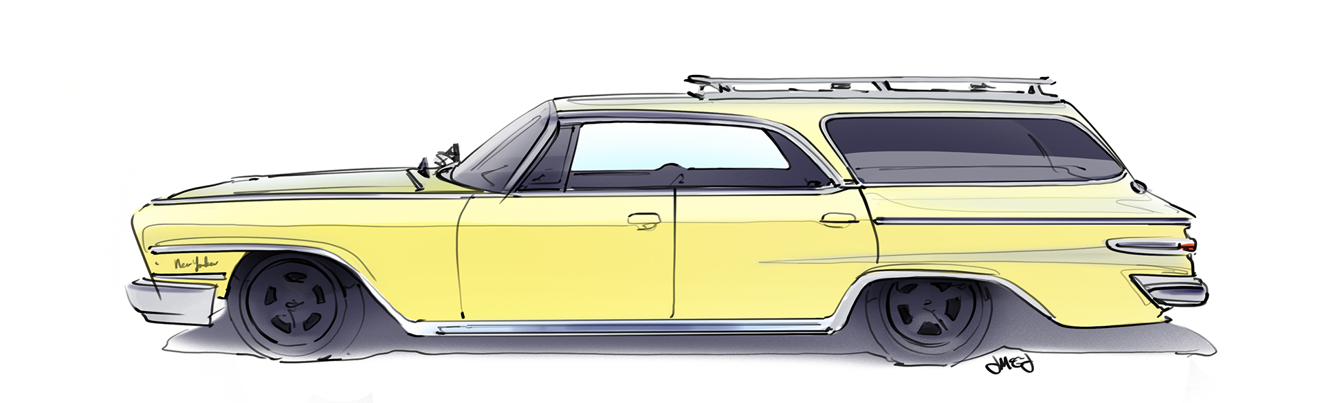 Hand drawn car，industrial design，Hand drawing technique，