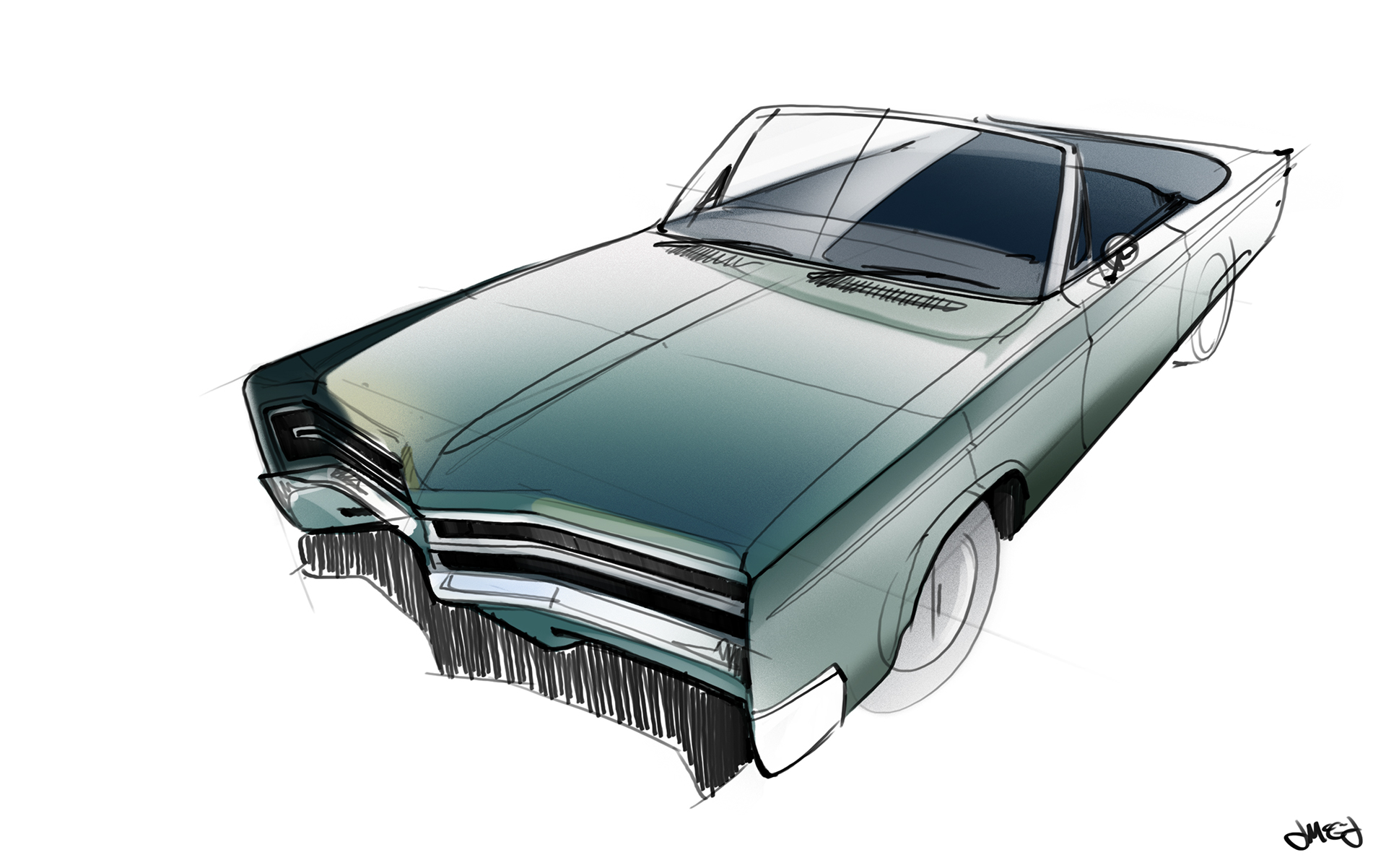 Hand drawn car，industrial design，Hand drawing technique，