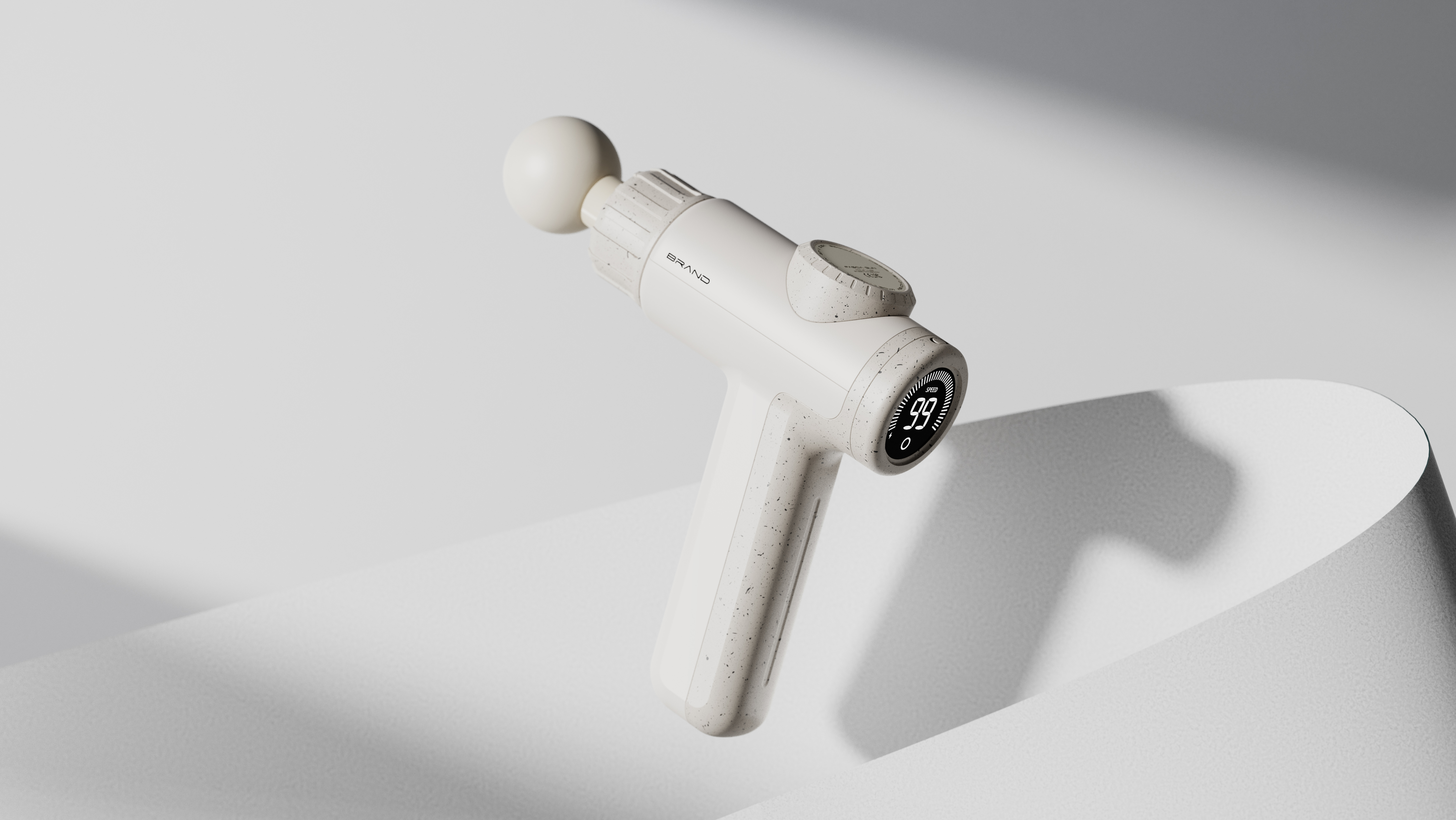 Appearance Design of Fascia Gun，Light and shadow scene，product design，Appearance design，Scene rendering，Handheld products，MASSAGRGUN，Massage gun，