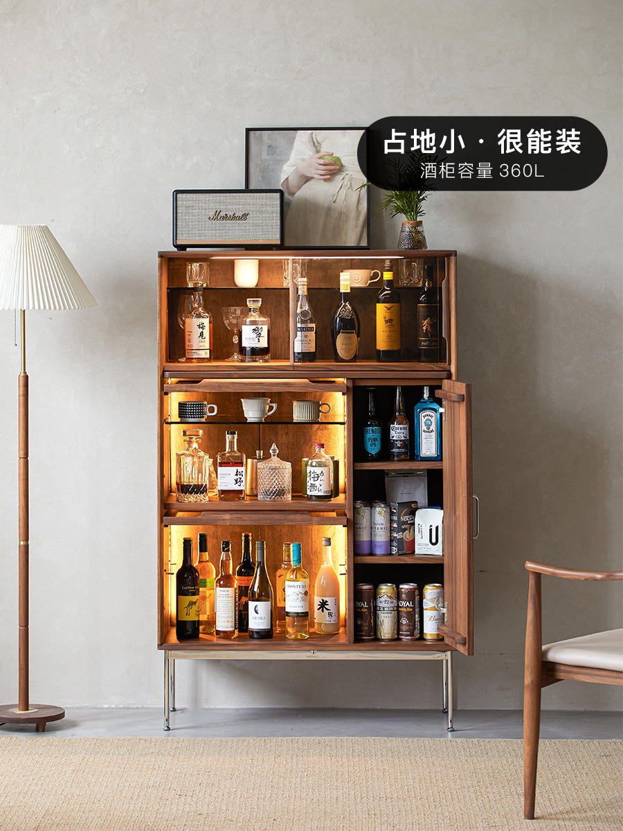 wine cabinet，North American black walnut，furniture design ，