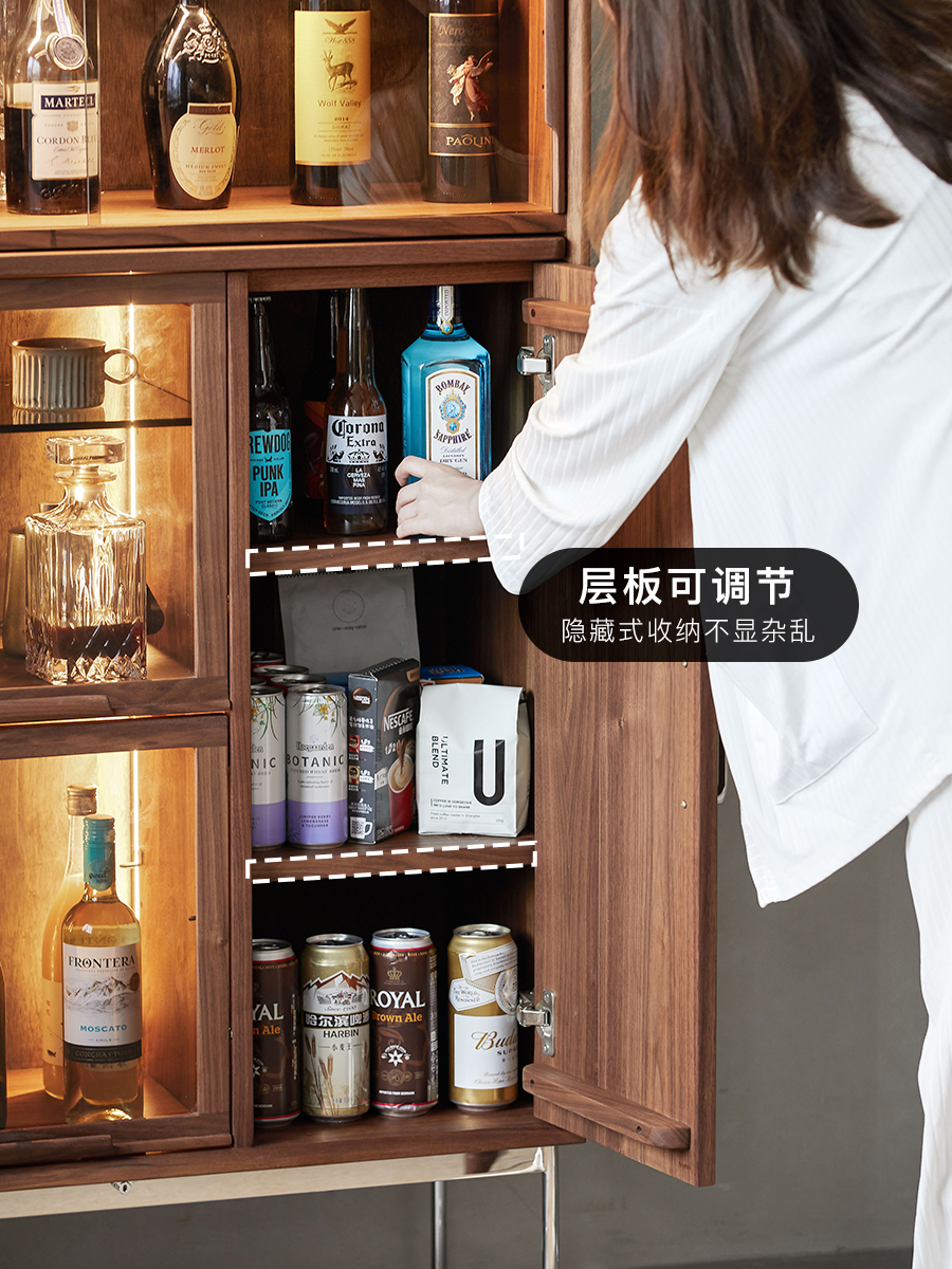 wine cabinet，North American black walnut，furniture design ，