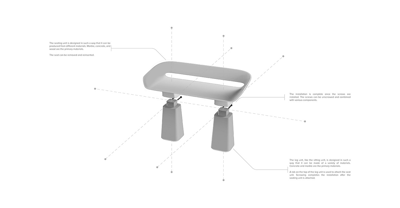 modularization，bench，Furniture combination，Marble，