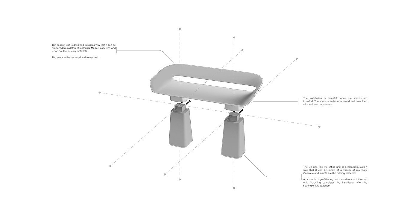 modularization，bench，Furniture combination，Marble，