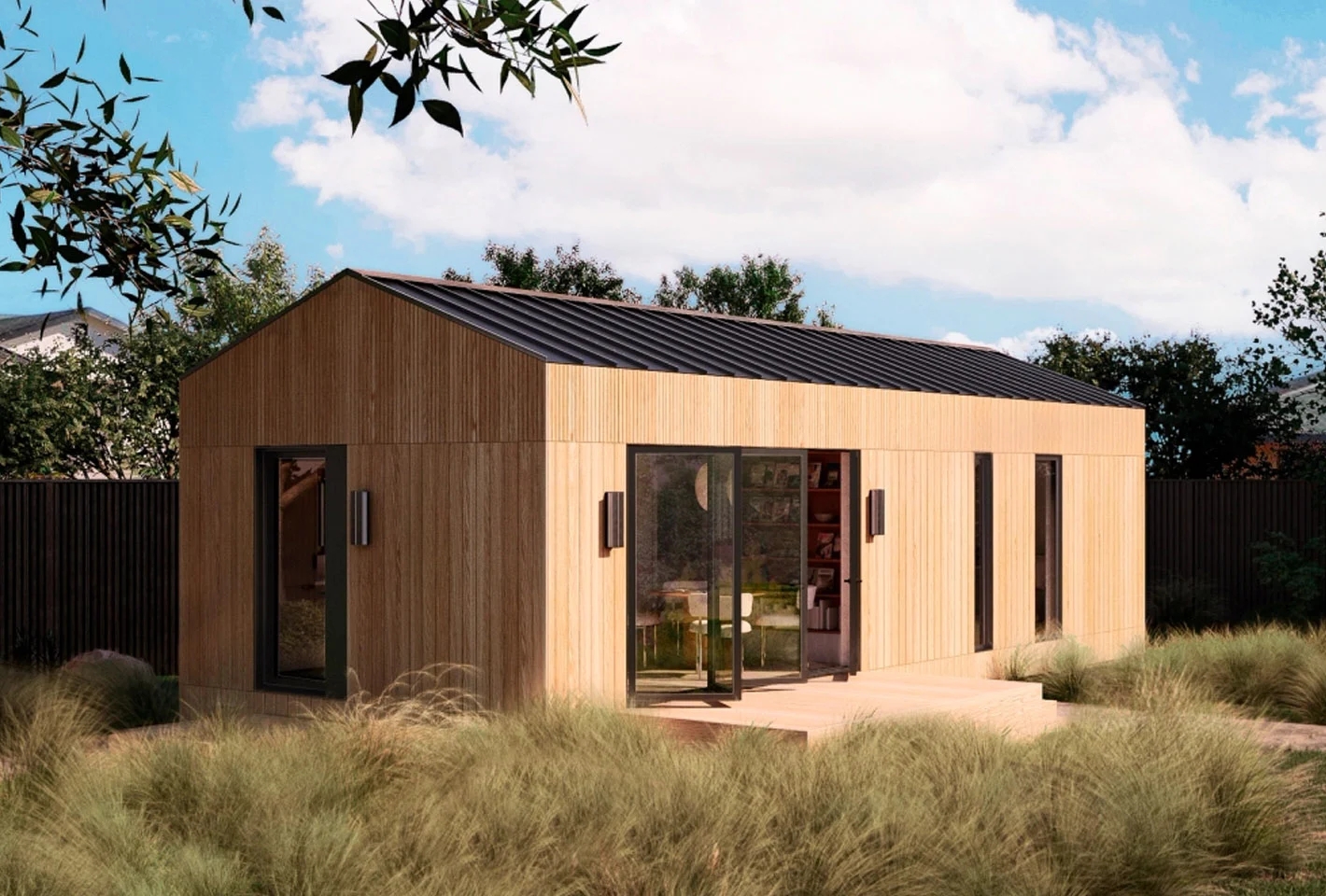 Wooden house，Glass wall，sustainable，environment protection，