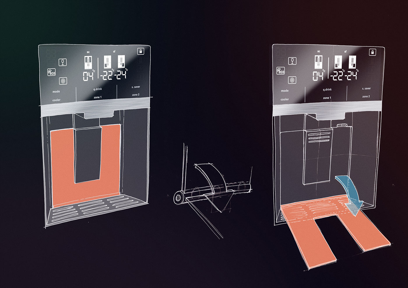 Dual function，Refrigerator，Water dispenser，French Door，